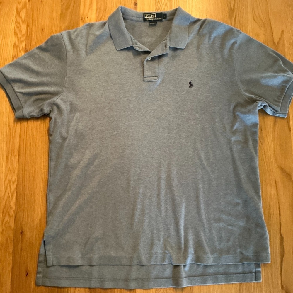 Polo Ralph Lauren Polo Shirt Mens L Heather Gray 100% Cotton Classic Pony Logo